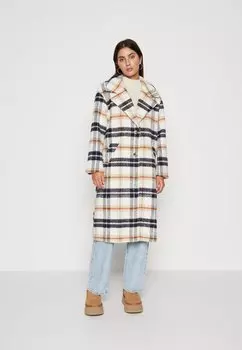 Классическое пальто VILA ВИМОНТА, цвет birch/navy/caramel/curds/whey