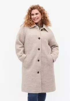 Классическое пальто Zizzi ПЛЕД БУКЛЕ С ПУГОВИЦАМИ, цвет simply taupe