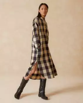 Классическое платье миди с длинными рукавами и воротником Indi & Cold, черный