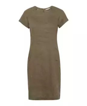 Классическое платье миди с круглым вырезом и короткими рукавами Part Two, зеленый