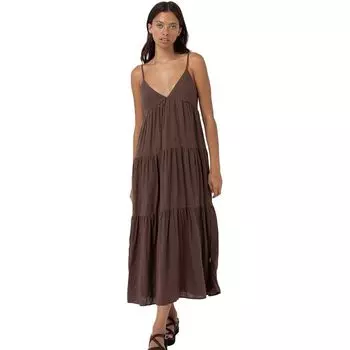 Классическое платье миди с ярусами Rhythm, коричневый