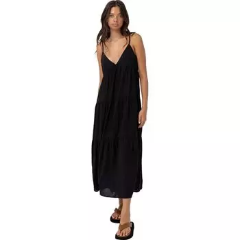 Классическое платье миди с ярусами Rhythm, черный