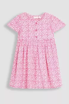 Классическое платье с цветочным принтом и пуговицами спереди Jojo Maman Bb, розовый