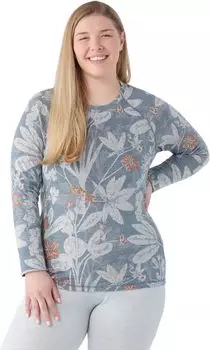 Классическое термобелье из мериноса больших размеров, экипаж Smartwool, цвет Winter Sky Floral