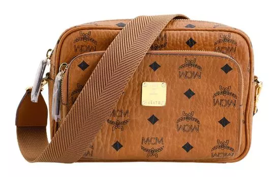 Klassik Visetos Leather Camera Bag, сумка на плечо, сумка через плечо Trumpets Unisex Cognac MCM