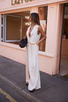 Классные брюки с широкими ногиами из льна Boohoo, песочный