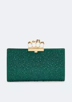 Клатч ALEXANDER MCQUEEN Jewelled flat pouch, зеленый
