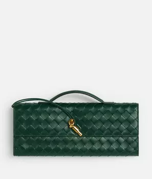 Клатч Andiamo Bottega Veneta, изумрудно-зеленый