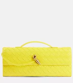 Клатч Andiamo Intrecciato из кожи Bottega Veneta, Sulfur-M Brass