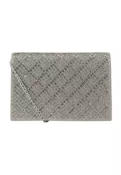 Клатч, блестки, цепочка на плечо, женский Menbur, серый