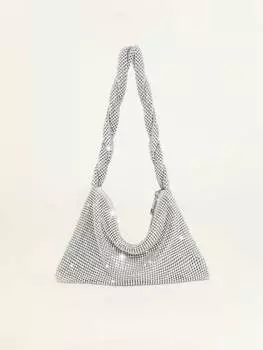 Клатч блестящий, серебряный