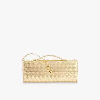 Клатч Bottega Veneta Andiamo с плетеным узором, золотой