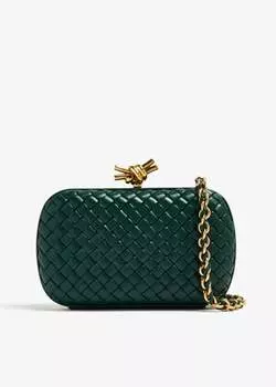 Клатч Bottega Veneta Knot Minaudiere, зеленый