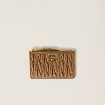 Клатч-Бумажник из стеганой кожи наппа Miu Miu, коричневый