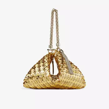 Клатч Callie из металлизированной кожи, украшенный пайетками Jimmy Choo, желтый