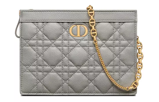 Клатч Caro из мягкой коровьей кожи, сумка через плечо, женская, серая DIOR