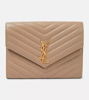 Клатч cassandre из кожи матлассе Saint Laurent, серый
