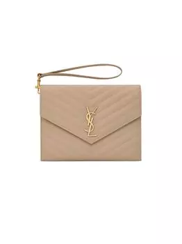 Клатч Cassandre Matelass из стеганой кожи с тиснением Grain De Poudre Saint Laurent