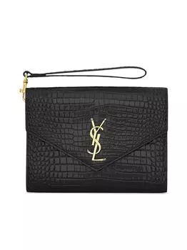 Клатч Cassandre Saint Laurent с клапаном из блестящей кожи с тиснением под крокодила Saint Laurent