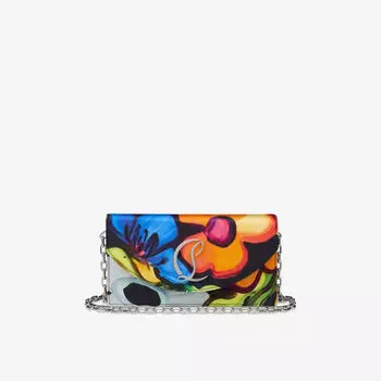 Клатч Christian Louboutin Loubi54 с цветочным принтом, синий / оранжевый