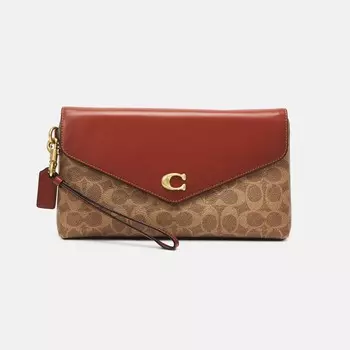 Клатч Coach Colorblock Signature Wristlet, коричневый