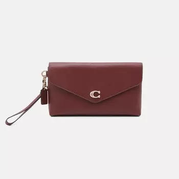Клатч Coach Crossgrain Wristlet, тёмно-красный