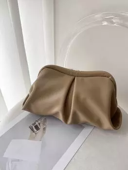 Клатч джинсовый в стиле ретро с цветком, песочный