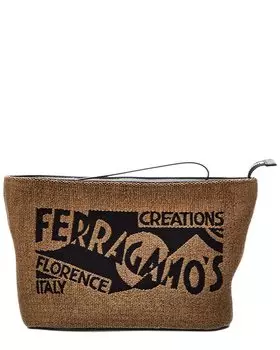 Клатч Ferragamo с кожаной отделкой и логотипом Salvatore Ferragamo, коричневый