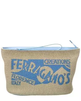 Клатч Ferragamo с кожаной отделкой и логотипом Salvatore Ferragamo, синий