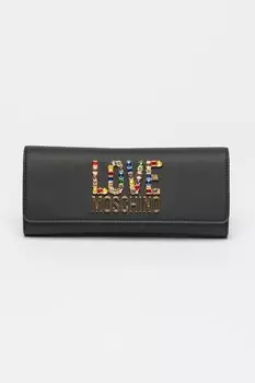 Клатч из экокожи с декоративными камнями Love Moschino, желтый