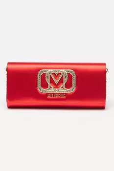 Клатч из экокожи с декоративными камнями Love Moschino, красный