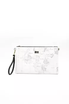 Клатч из экокожи с принтом Silver&Polo, черный