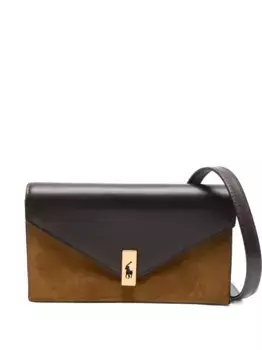 Клатч из кожи и замши POLO RALPH LAUREN, коричневый
