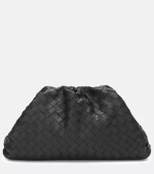 Клатч из кожи intrecciato Bottega Veneta, черный
