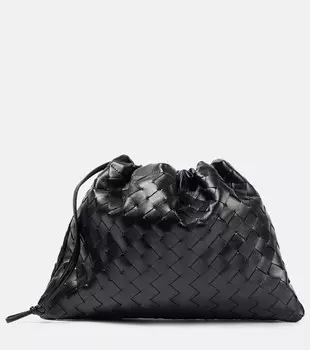 Клатч из кожи Intrecciato с пыльником Bottega Veneta, Black-Gold