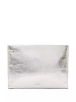 Клатч из металлизированной кожи AllSaints, серебяный