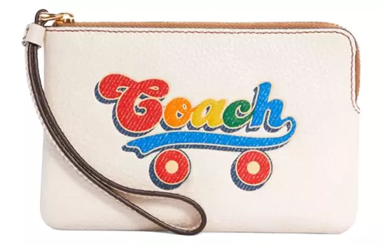 Клатч из ПВХ с угловой молнией, маленький размер, женский, с принтом COACH