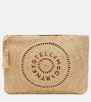 Клатч из рафии с логотипом Stella McCartney, Natural/ Tan