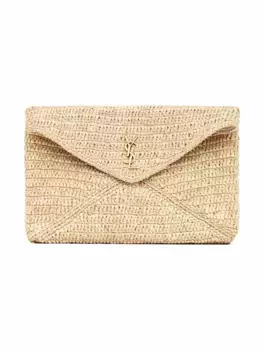 Клатч из рафии Saint Laurent, бежевый