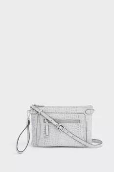 Клатч из рубиновой кожи на длинном ремешке Osprey London, серый