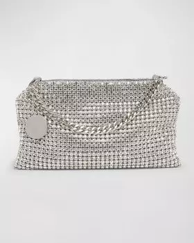 Клатч из сетчатой ткани, украшенный по всей поверхности Stella McCartney, цвет Silver
