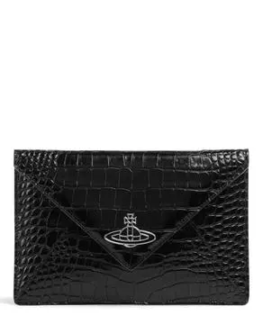 Клатч из телячьей кожи с тиснением под крокодила Vivienne Westwood, черный