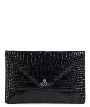 Клатч из телячьей кожи с тиснением под крокодила Vivienne Westwood, черный