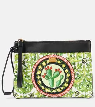 Клатч из ткани с кожаной отделкой Printed Dolce&Gabbana, MYT Cactus F.Verde