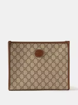 Клатч из ткани с покрытием gg supreme Gucci, бежевый