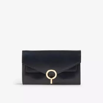 Клатч из зерненой кожи с тисненым логотипом Sandro, цвет noir / gris