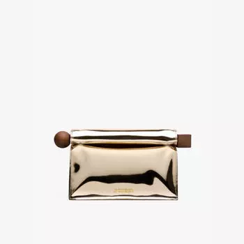Клатч Jac la pochette rond carre из искусственной кожи металлик Jacquemus, золотой