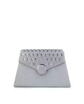 Клатч каплевидной формы с застежкой на пуговицы Menbur, серебряный