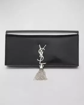 Клатч Kate Tassel YSL из кожи Spazzolato Saint Laurent, цвет Nero