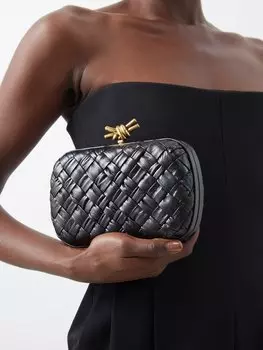Клатч knot intrecciato из кожи Bottega Veneta, черный
